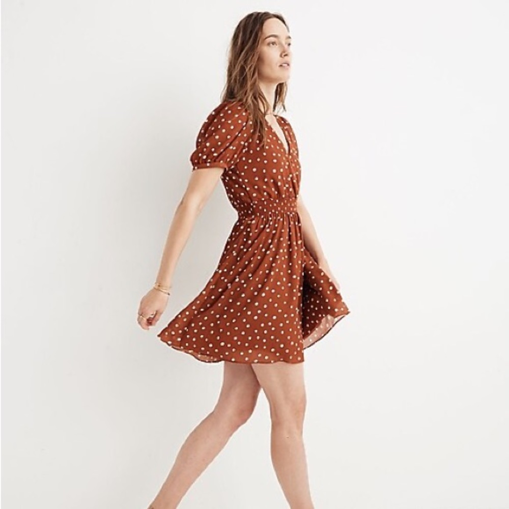 Madewell smocked polka dot dress